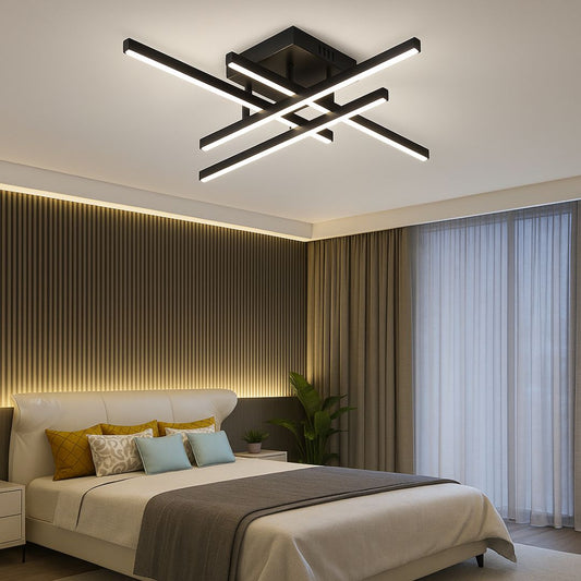 LED Chandelier with Remote Control LINEX, 52W, 4 Elements, Linear, Cold/Warm/Neutral light, Dimmable, Black LED Chandeliers with Remote Control Default Title Alessandro Design
