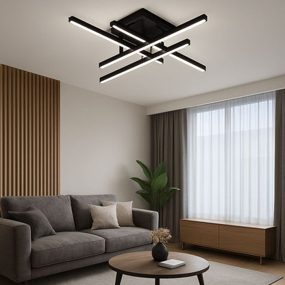 LED Chandelier with Remote Control LINEX, 52W, 4 Elements, Linear, Cold/Warm/Neutral light, Dimmable, Black LED Chandeliers with Remote Control Default Title Alessandro Design