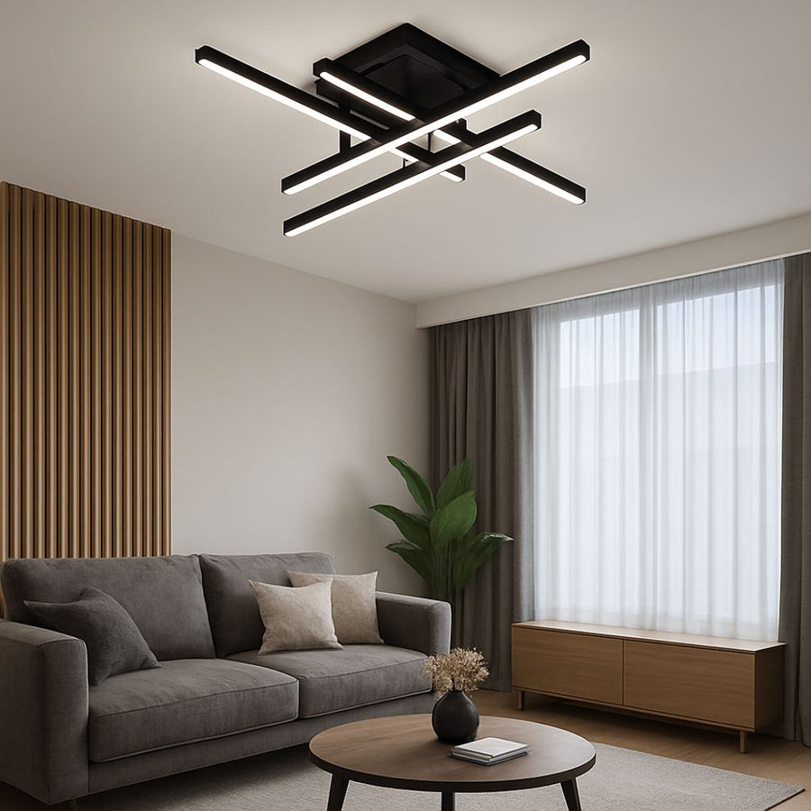 LED Chandelier with Remote Control LINEX, 52W, 4 Elements, Linear, Cold/Warm/Neutral light, Dimmable, Black LED Chandeliers with Remote Control Default Title Alessandro Design