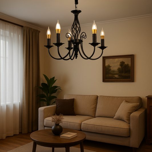 Candelabru Perla, 5xE14, 49x37cm, Negru, Inaltime Reglabila Candelabre Cristal Default Title Alessandro Design