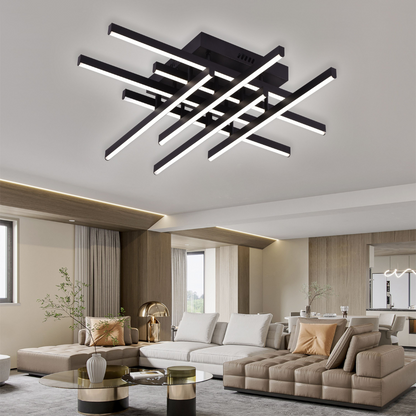 LED Chandelier with Remote Control LINEX, 108W, 8 elements, Cold/Warm/Neutral Light, Dimmable, Black LED Chandeliers with Remote Control Default Title Alessandro Design