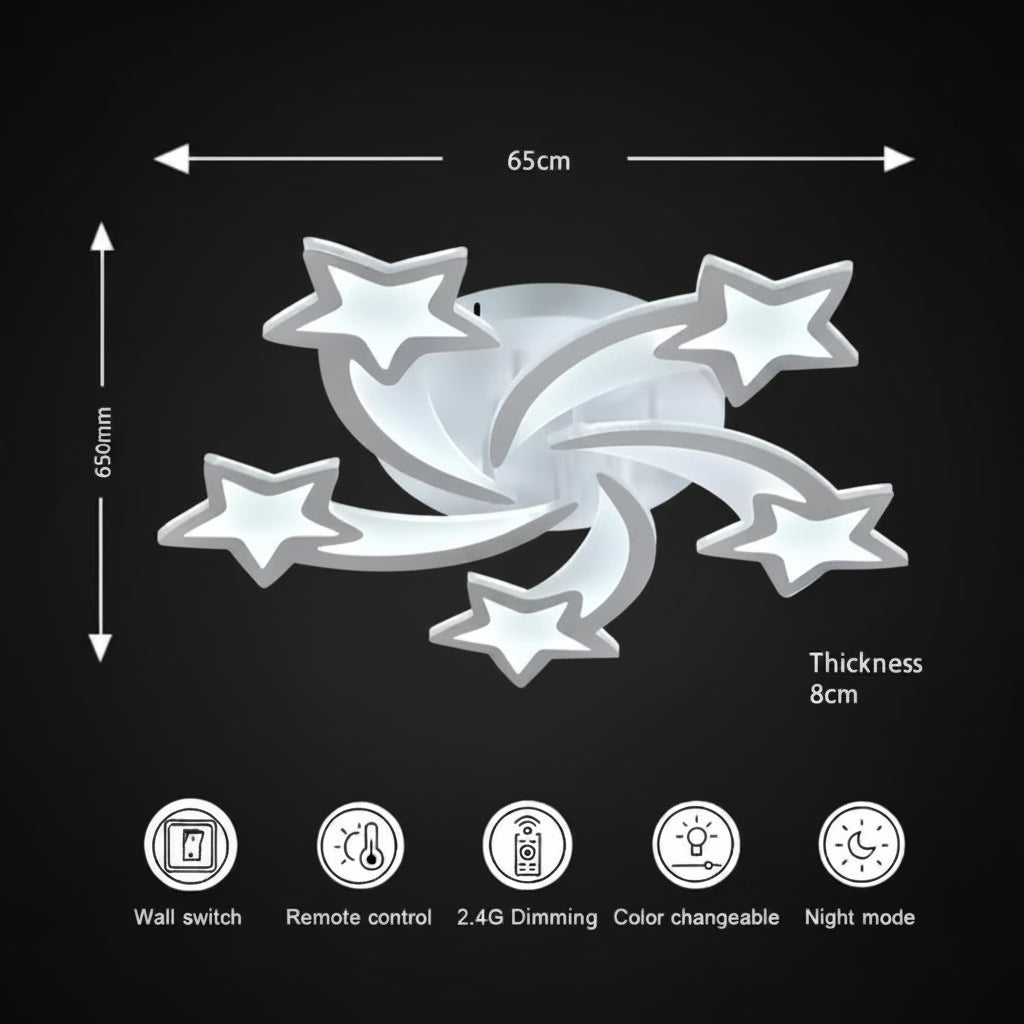 LED chandelier with remote control IPOMOEA 85W, 5 Stars, Cold/Warm/Neutral light, Dimmable, White LED chandelier with remote control Default Title Alessandro Design