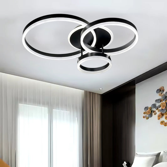 LED chandelier with remote control RIGA LILITH, 68W, 3 Circles, Cold/Warm/Neutral light, Dimmable, Black LED chandeliers with remote control Default Title Alessandro Design