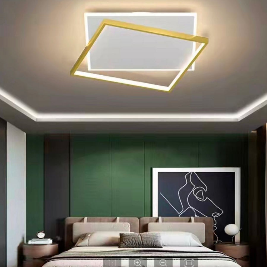 LED Chandelier with remote control SOLARA 66W, 2 Squares, Cold/Warm/Neutral light, Dimmable, Gold White LED Chandeliers with Remote Control Default Title Alessandro Design