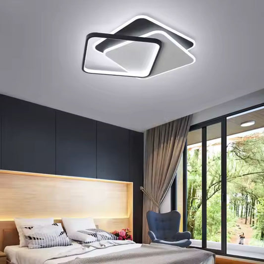LED chandelier with remote control OBLICO 120W, 3 Squares, Cold/Warm/Neutral light, Dimmable, Black LED chandeliers with remote control Default Title Alessandro Design