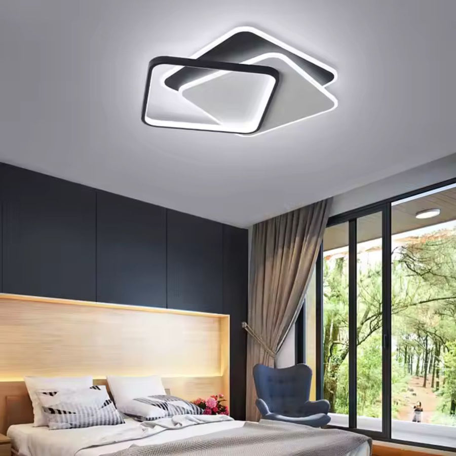 LED chandelier with remote control OBLICO 120W, 3 Squares, Cold/Warm/Neutral light, Dimmable, Black LED chandeliers with remote control Default Title Alessandro Design