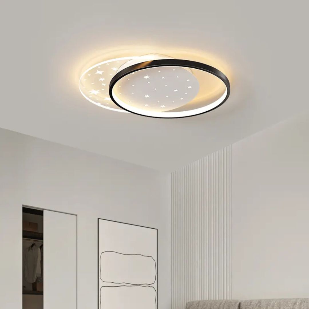 LED Chandelier with remote control LUNARO 110W, 2 Circles, Cold/Warm/Neutral light, Dimmable, Black White LED Chandeliers with Remote Control Default Title Alessandro Design