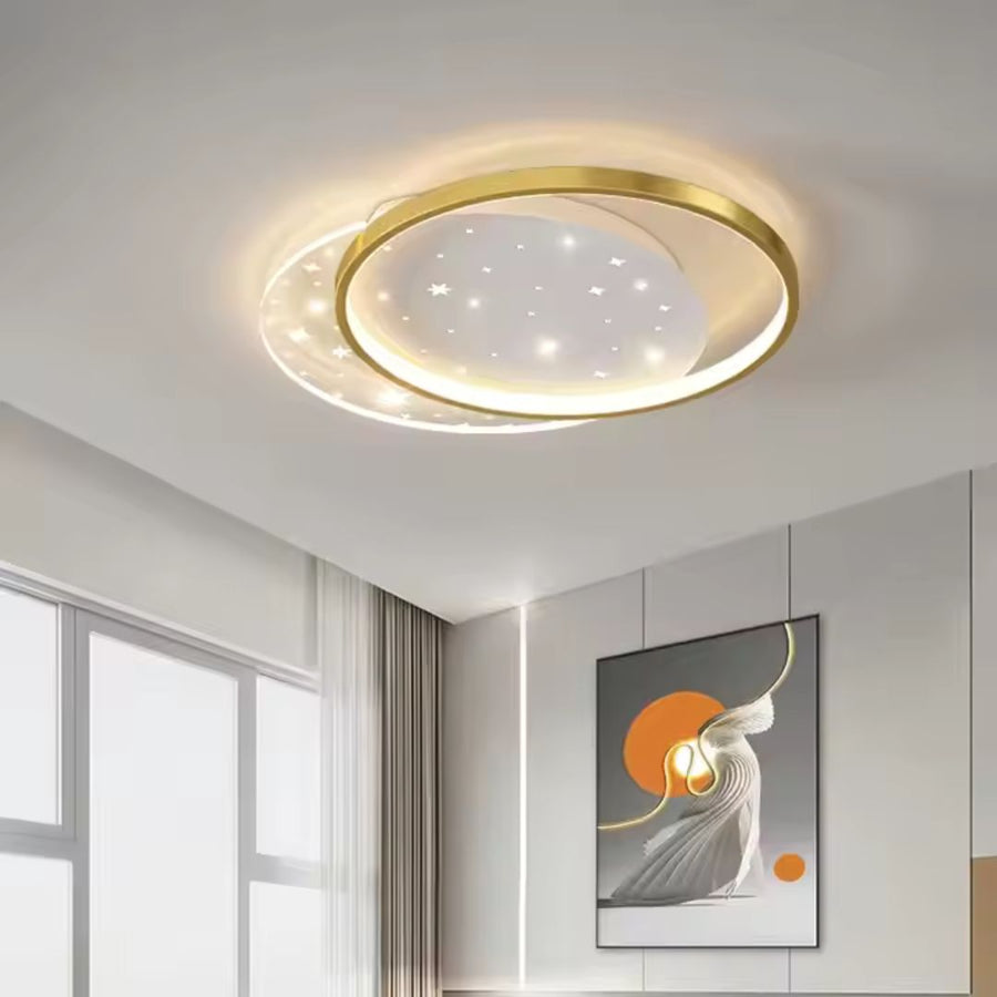 Lustra LED cu telecomanda LUNARO 38W, 2 Cercuri, lumina Rece/Calda/Neutra, Dimabila, Auriu Alb Lustre LED cu Telecomanda Default Title Alessandro Design