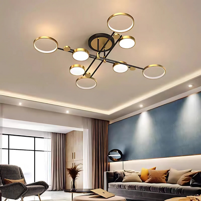 LED Chandelier with Remote Control MARIA, 8 Elements, 44W, Warm/Cold/Neutral Light, Dimmable, Gold