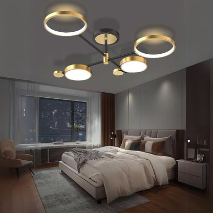 Lustra LED cu Telecomanda MARIA, 4 Elemente, 22W, Lumina Calda/Rece/Neutra, Dimabila, Auriu Lustre LED cu Telecomanda Default Title Alessandro Design