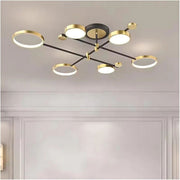 Lustra LED cu Telecomanda MARIA, 6 Elemente, 31W, Lumina Calda/Rece/Neutra 3000K/4000K/6000K, Dimabila, Auriu si Negru, Metal Lustre LED cu Telecomanda Default Title Alessandro Design