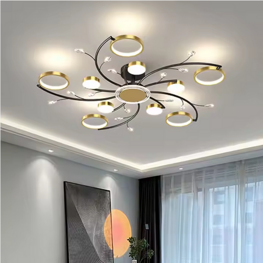 Lustra LED cu Telecomnda KARINA, 68W, 10 Elemente, Lumina Calda/Rece/Neutra, Dimabila, Auriu Lustre LED cu Telecomanda Default Title Alessandro Design