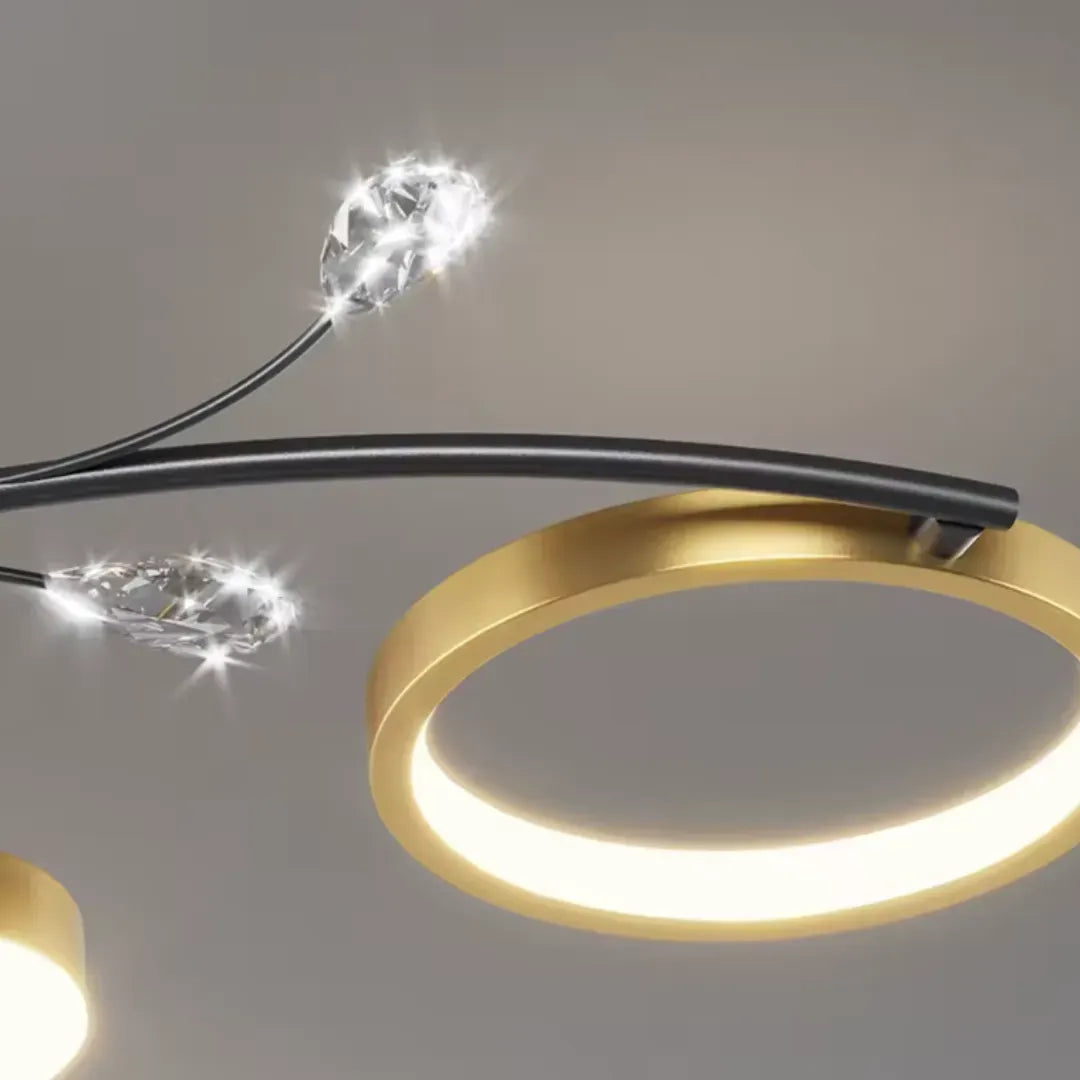 Lustra LED cu Telecomnda KARINA, 65W, 8 Elemente, Lumina Calda/Rece/Neutra, Dimabila, Auriu Lustre LED cu Telecomanda Default Title Alessandro Design