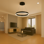 Suspended LED chandelier with remote control ANINA 34W, 1 Circle, Cold/Warm/Neutral light, Dimmable, Black, Height Adjustable LED Chandeliers with Remote Control Default Title Alessandro Design