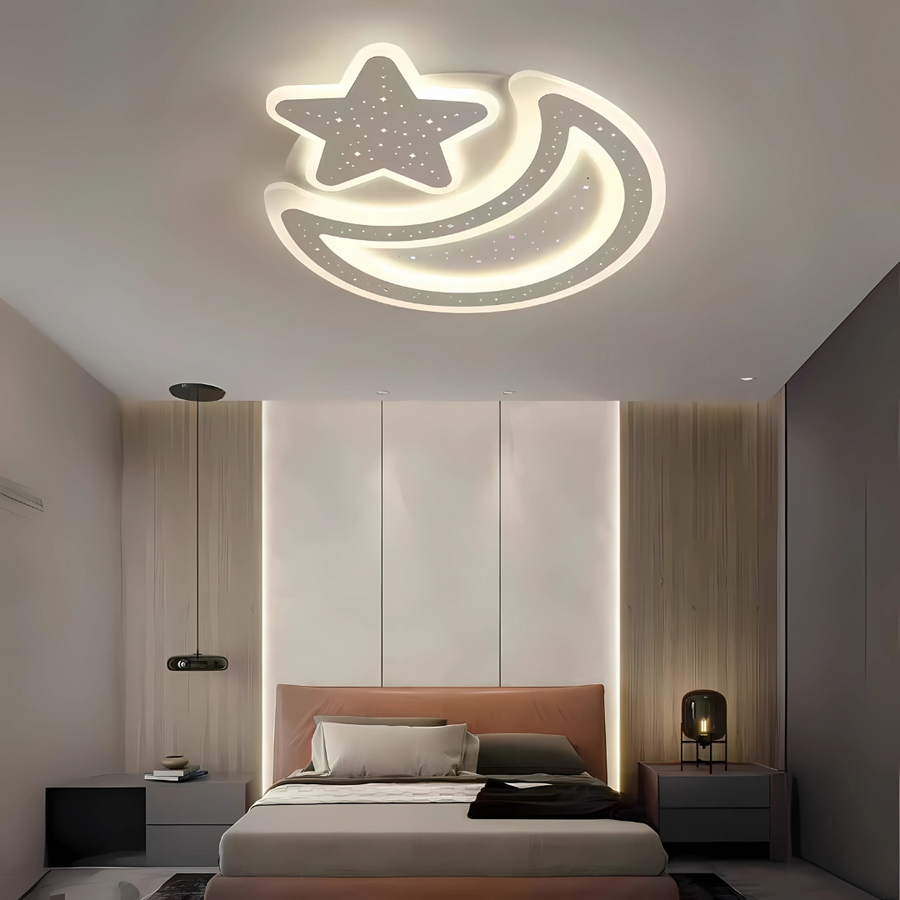 Nova LED Chandelier with Remote Control, 89W, Dimmable, Moon and Star Shape, White LED Chandelier with Remote Control Default Title Alessandro Design