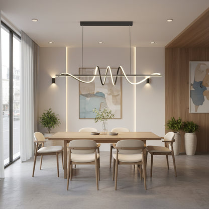 Suspended LED chandelier with remote control RIBBON 64W, Linear, Cold/Warm/Neutral light, Dimmable, Black, Height Adjustable LED Chandeliers with Remote Control Default Title Alessandro Design