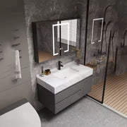 SANTORINI Bathroom Furniture Set, Sink Cabinet + Mirror Cabinet 80cm, 2 Pieces, Gray and White Bathroom Furniture Default Title Alessandro Design
