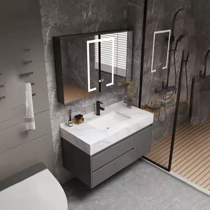 SANTORINI Bathroom Furniture Set, Sink Cabinet + Mirror Cabinet 80cm, 2 Pieces, Gray and White Bathroom Furniture Default Title Alessandro Design