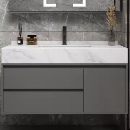 SANTORINI Bathroom Furniture Set, Sink Cabinet + Mirror Cabinet 80cm, 2 Pieces, Gray and White Bathroom Furniture Default Title Alessandro Design
