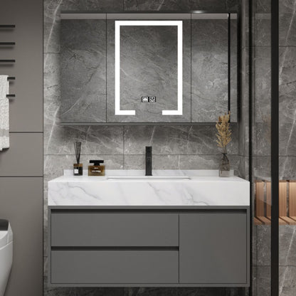 SANTORINI Bathroom Furniture Set, Sink Cabinet + Mirror Cabinet 80cm, 2 Pieces, Gray and White Bathroom Furniture Default Title Alessandro Design