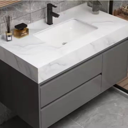 SANTORINI Bathroom Furniture Set, Sink Cabinet + Mirror Cabinet 80cm, 2 Pieces, Gray and White Bathroom Furniture Default Title Alessandro Design