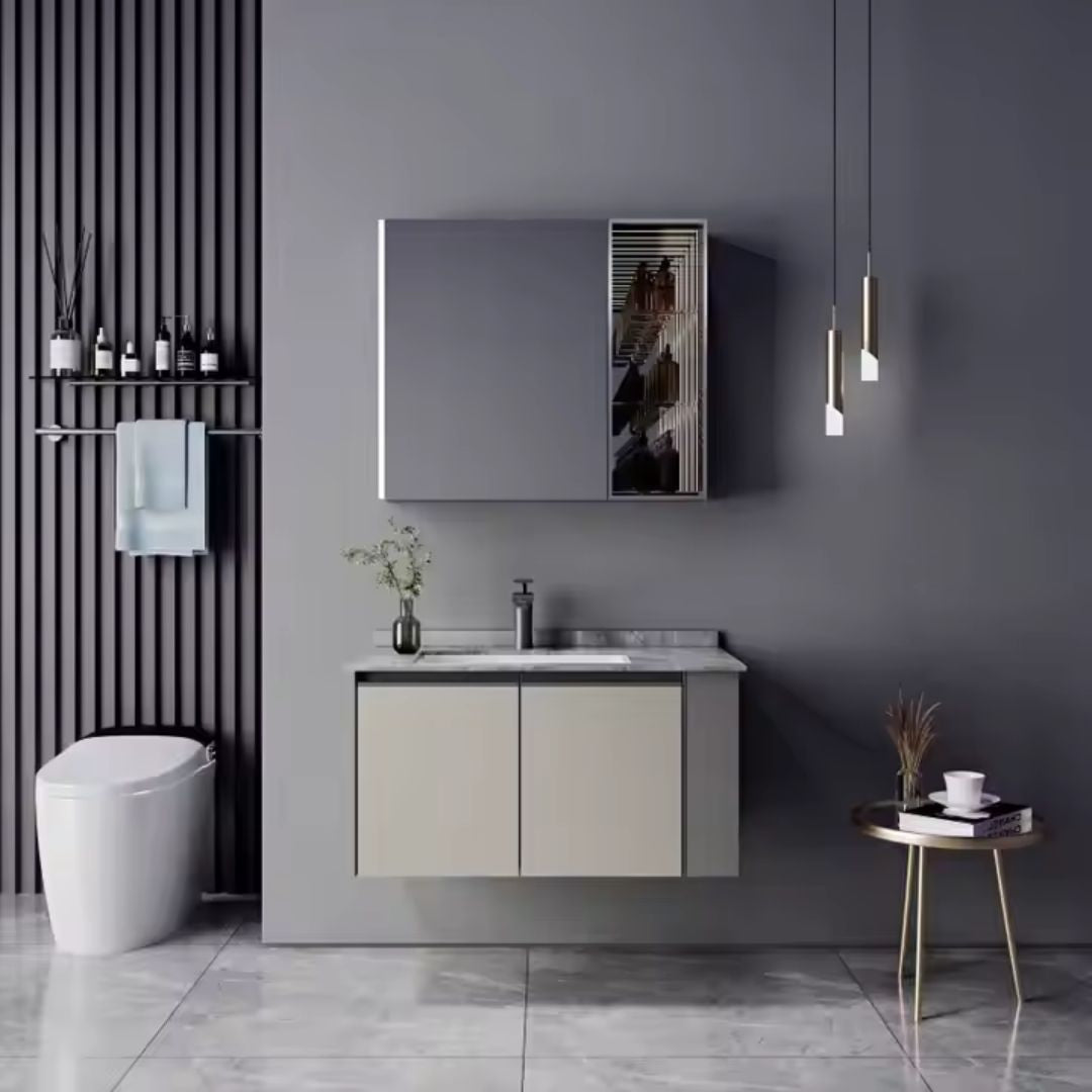 ZAKYNTHOS Bathroom Furniture Set, 80cm, 2 Pieces, Gray and Cream Bathroom Furniture Default Title Alessandro Design