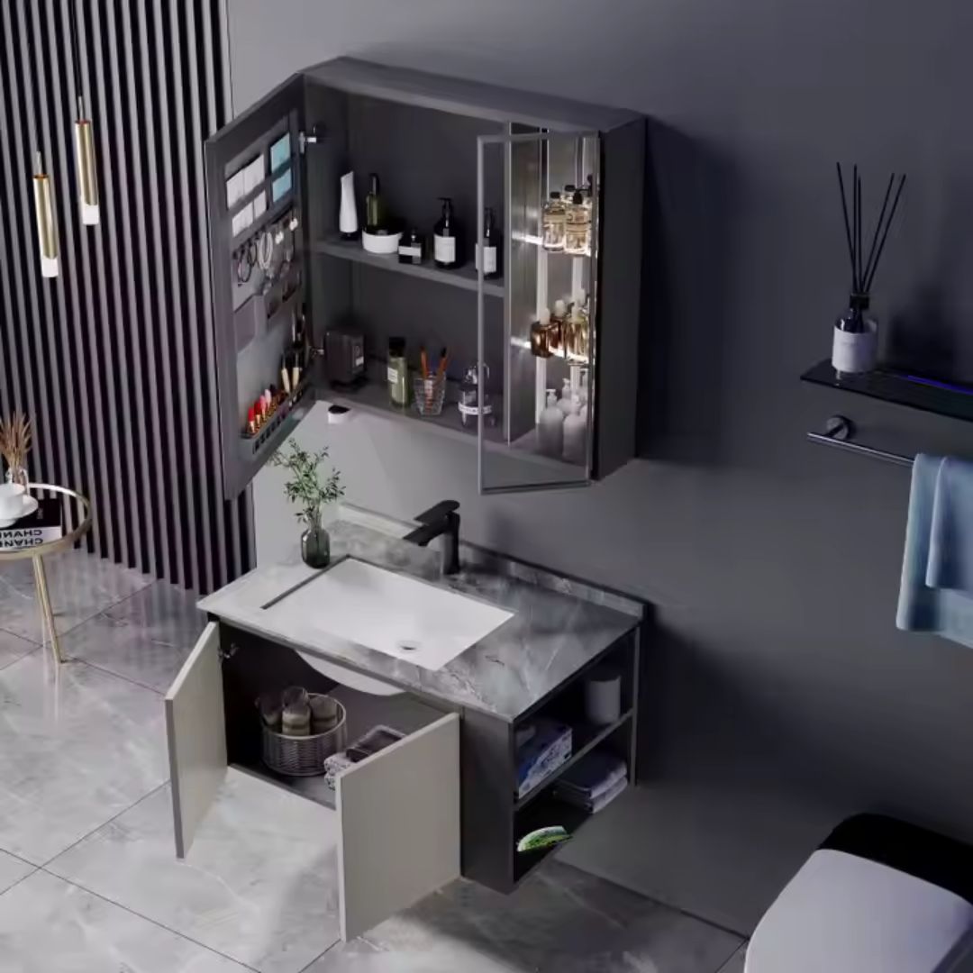ZAKYNTHOS Bathroom Furniture Set, 80cm, 2 Pieces, Gray and Cream Bathroom Furniture Default Title Alessandro Design