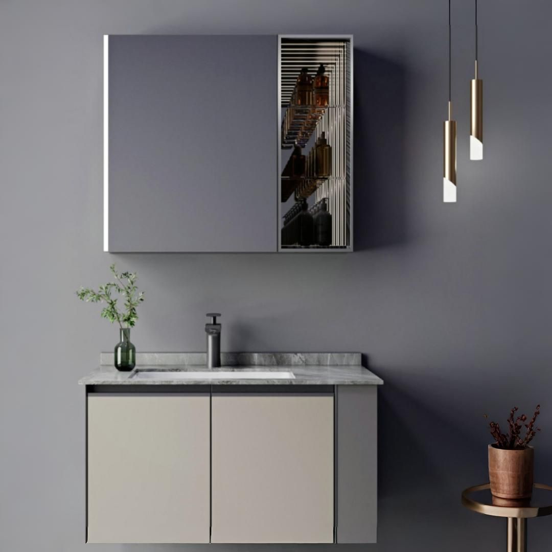 ZAKYNTHOS Bathroom Furniture Set, 80cm, 2 Pieces, Gray and Cream Bathroom Furniture Default Title Alessandro Design