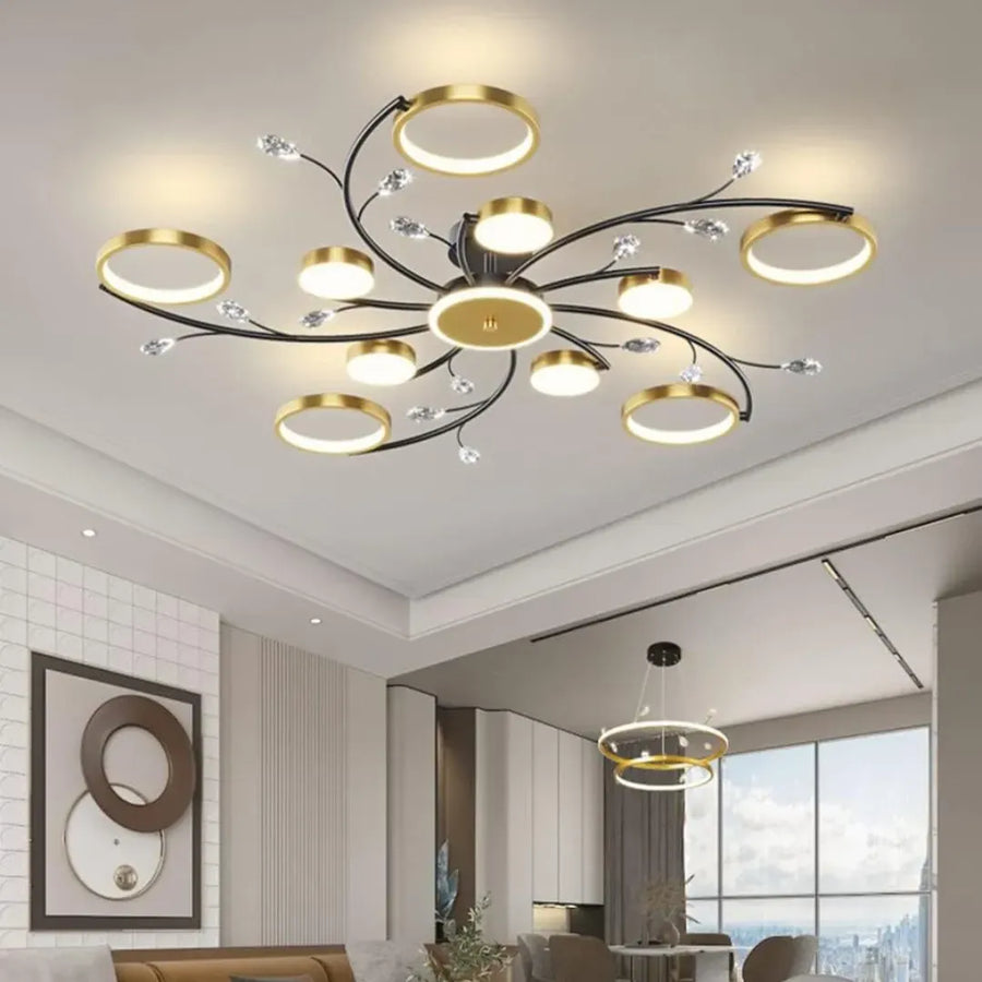 Lustra LED cu Telecomnda KARINA, 68W, 10 Elemente, Lumina Calda/Rece/Neutra, Dimabila, Auriu Lustre LED cu Telecomanda Default Title Alessandro Design