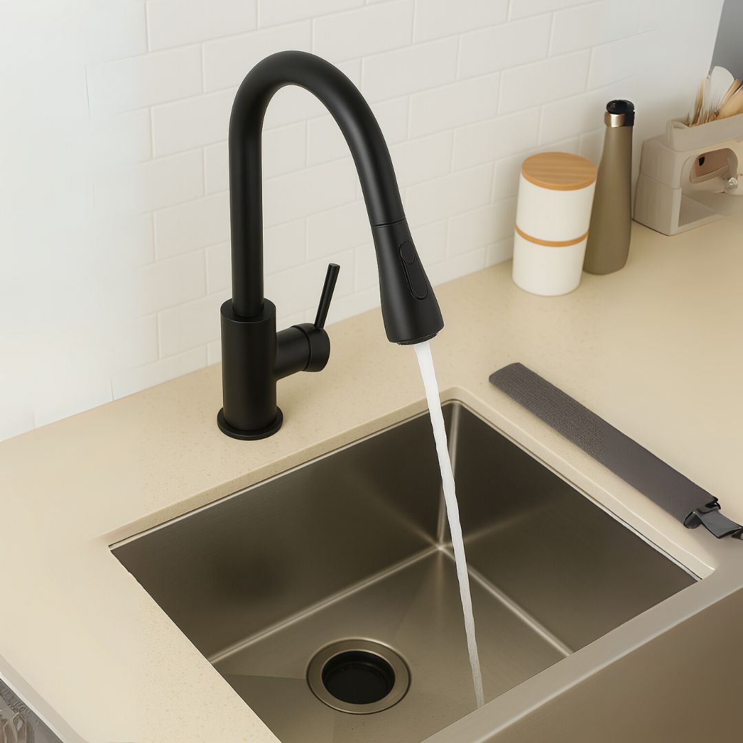 Kitchen Faucet with Extractable Shower, Tap with Touch for On/Off, SUS304 Stainless Steel, Black, CF/TOUCH/2 Kitchen Faucets Default Title Alessandro Design