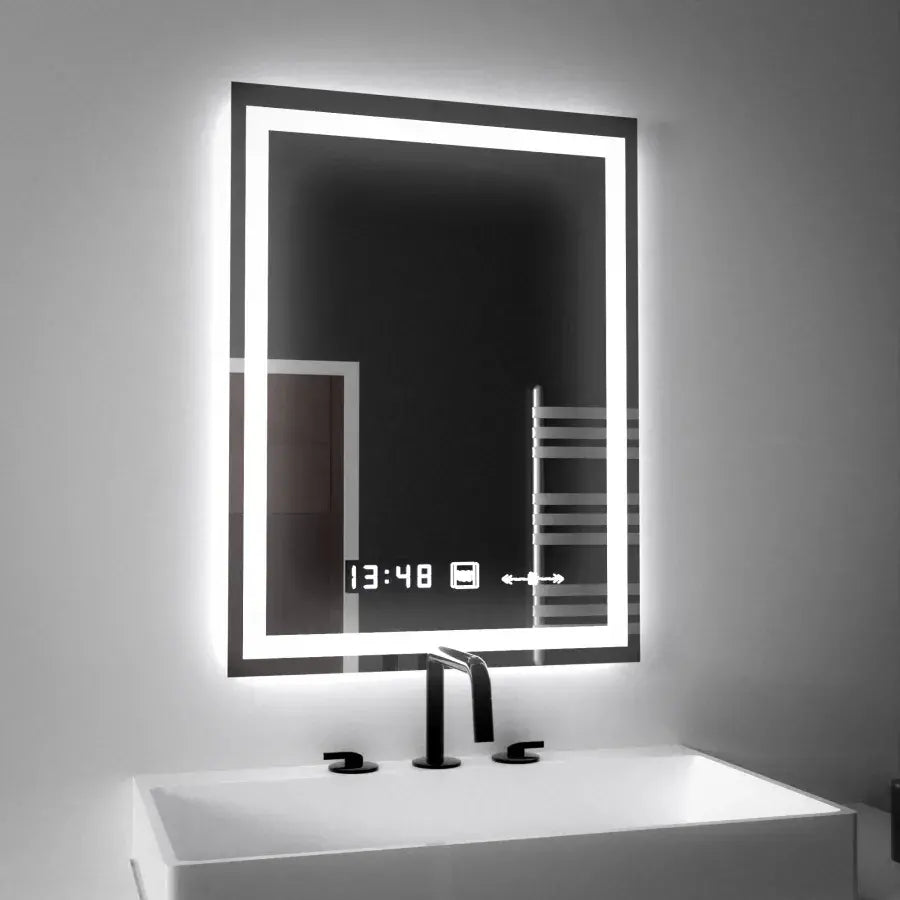 Rectangular LED Mirror, 45x60cm, Verite MotionGlow Marcello, De-fogging System, Clock & Thermometer, Dimable Marcello Mirrors Default Title Alessandro Design