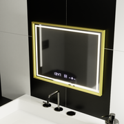 Rectangular LED Mirror, 80x60cm, Verite Royale Gold MotionGlow Marcello, De-fogging System, Clock & Thermometer, Dimable Mirrors Marcello Default Title Alessandro Design