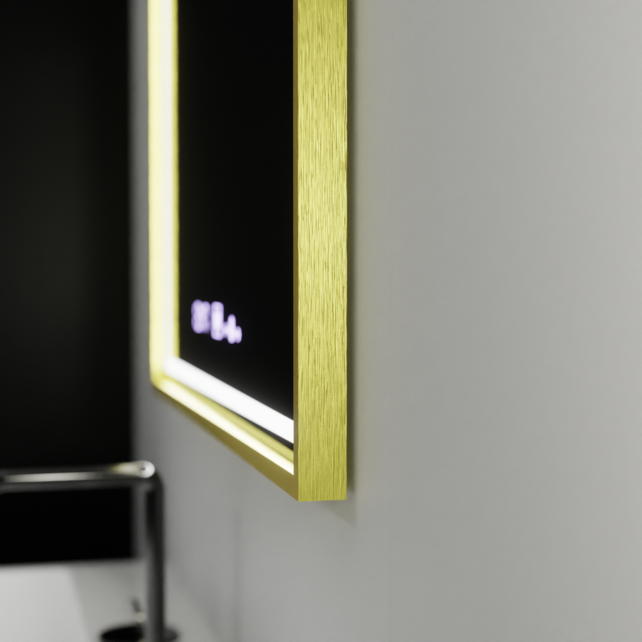 RAYNA Touch LED mirror, 60x80 cm, Demist function, Brushed Gold Frame Mirrors Korman E Default Title Alessandro Design