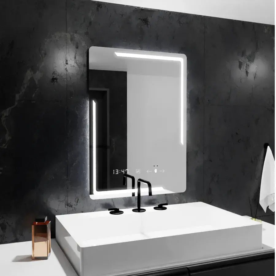 Rectangular LED mirror, 60x80cm, Rayonnement MotionGlow Marcello, Demisting System, Clock & Thermometer, Dimable Mirrors Marcello Default Title Alessandro Design