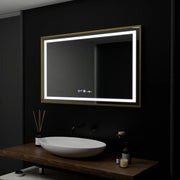 Rectangular LED Mirror, 100x80cm, Verite Royale Gold Motion Glow Marcello, Demisting System, Clock & Thermometer, Dimable Mirrors Marcello Default Title Alessandro Design