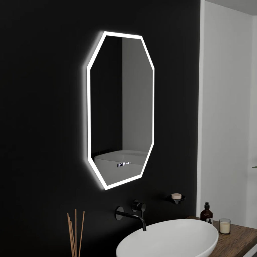 Polygon LED Mirror, 60X80cm, Hexaluce Marcello MotionGlow Sensor, De-fogging System, Clock & Thermometer, Dimabila Marcello Mirrors Default Title Alessandro Design