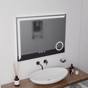 Rectangular LED Mirror, 80x60cm, Precision MotionGlow Marcello, De-fogging System, Clock & Thermometer, Cosmetic Magnifier, Dimable Marcello Mirrors Default Title Alessandro Design