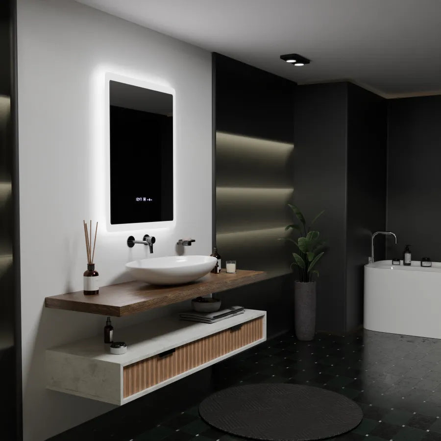 Rectangular LED mirror, 60x80cm, ELANCEE MotionGlow Marcello sensor, De-fogging system, Clock & Thermometer, Dimable Mirrors Marcello Default Title Alessandro Design