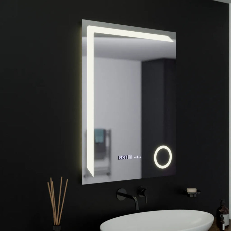 Rectangular LED Mirror, 60x80cm, Precision MotionGlow Marcello, De-fogging System, Clock & Thermometer, Cosmetic Magnifier, Dimable Mirrors Marcello Default Title Alessandro Design