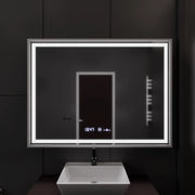 Rectangular LED Mirror, 120x80cm, Verite Imperial Silver Motion Glow Marcello, De-fogging System, Clock & Thermometer, Dimable Mirrors Marcello Default Title Alessandro Design
