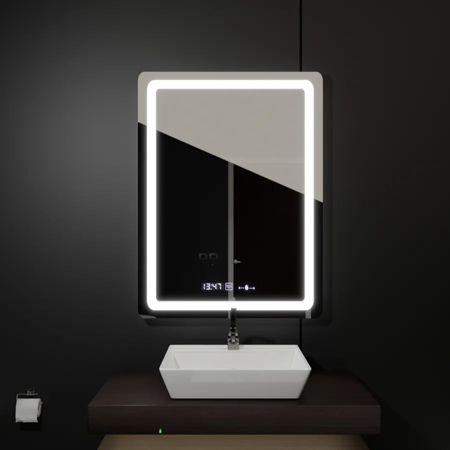 Rectangular LED mirror, 60x80cm, Wizz MotionGlow Marcello sensor, De-fogging system, Clock & Thermometer, Dimabila Mirrors Marcello Default Title Alessandro Design