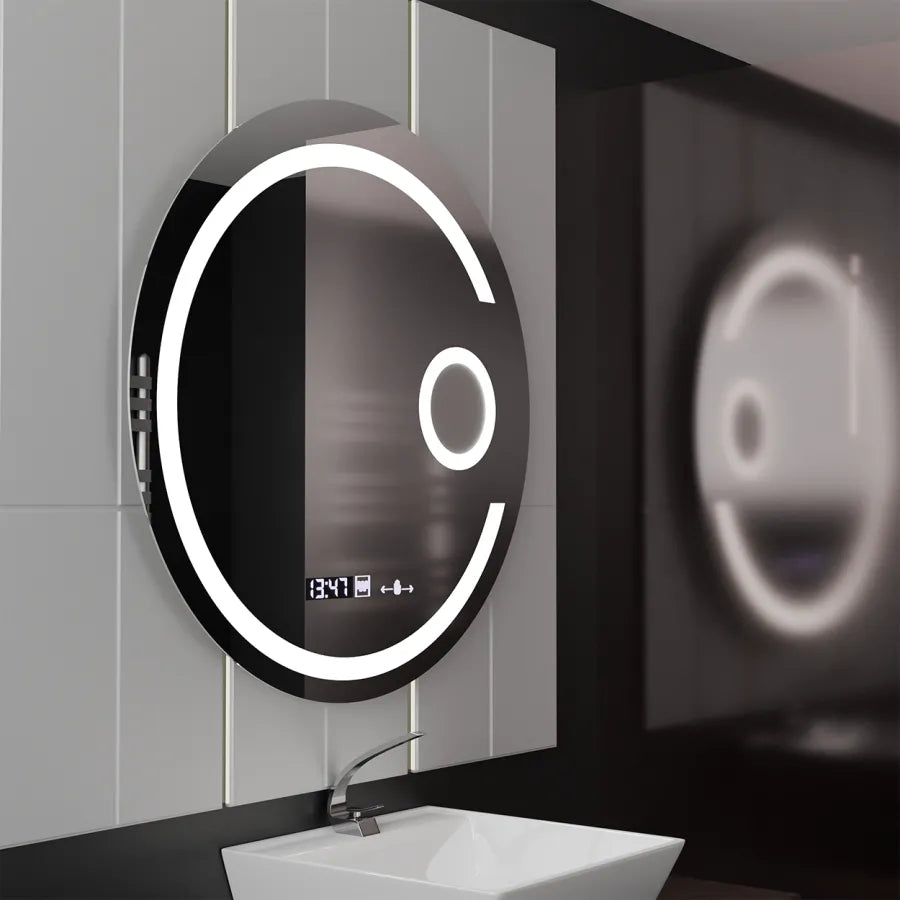 LED Round Mirror, 22W, 70cm, Visio MotionGlow Marcello, De-fogging System, Clock & Thermometer, Cosmetic Magnifier, Dimable Marcello Mirrors Default Title Alessandro Design
