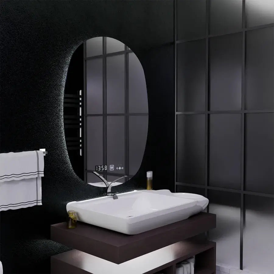 Oval LED mirror, 60x80cm, Ranya Marcello MotionGlow sensor, De-fogging system, Clock & Thermometer, Dimabila Marcello mirrors Default Title Alessandro Design