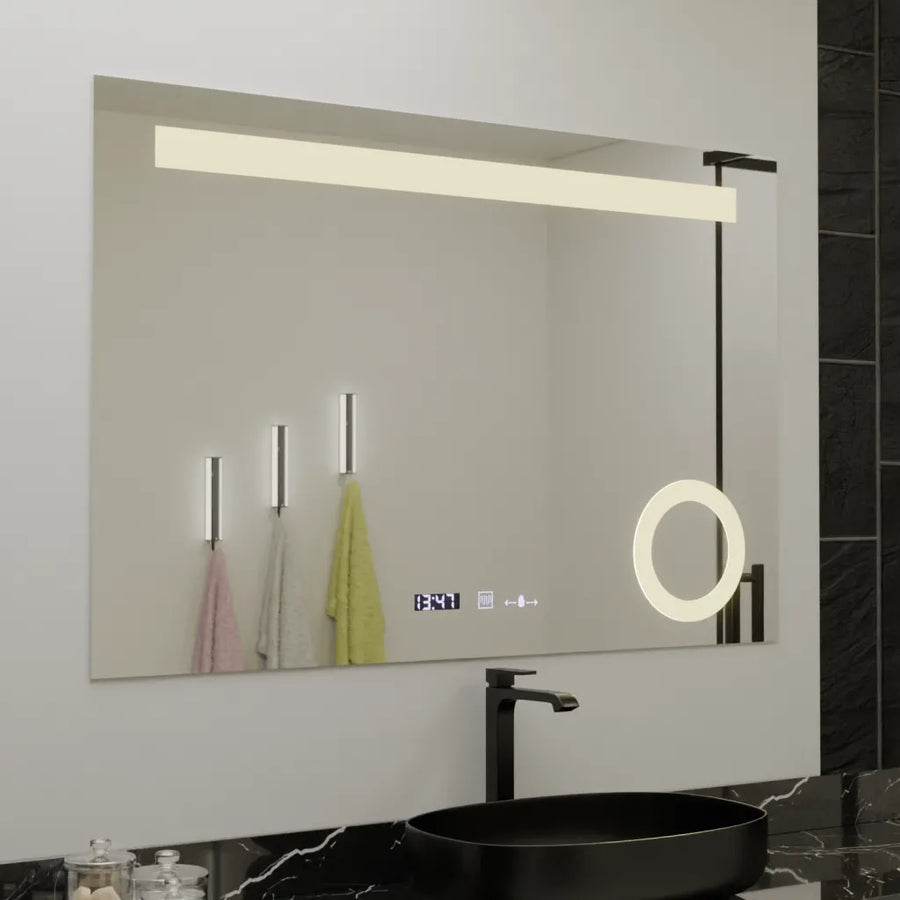 Rectangular LED mirror, 120x80cm, ABSOLU MotionGlow Marcello, Demisting System, Clock & Thermometer, Cosmetic Magnifier, Dimable Mirrors Marcello Default Title Alessandro Design