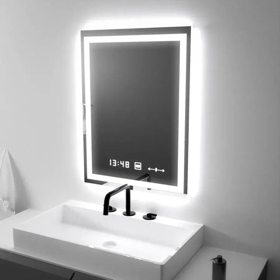 Rectangular LED Mirror, 45x60cm, Verite MotionGlow Marcello, De-fogging System, Clock & Thermometer, Dimable Marcello Mirrors Default Title Alessandro Design