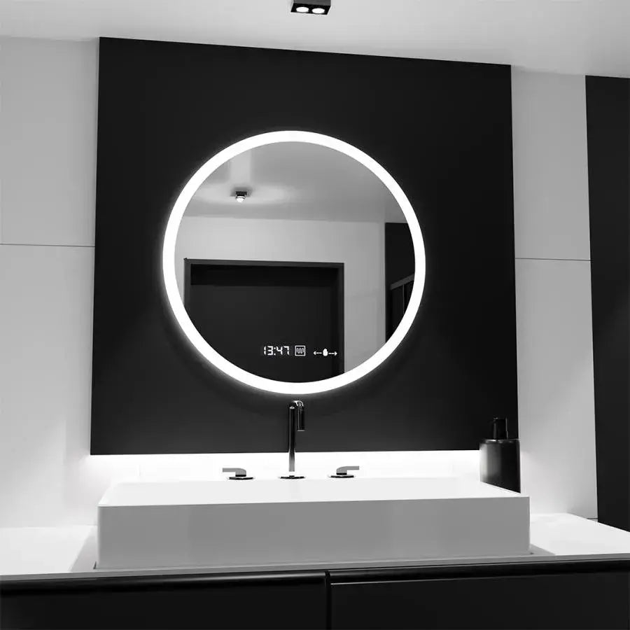 LED Round Mirror 50cm Giulia Sensor MotionGlow Marcello De-fogging System Clock & Thermometer Dimabila Mirrors Marcello Default Title Alessandro Design
