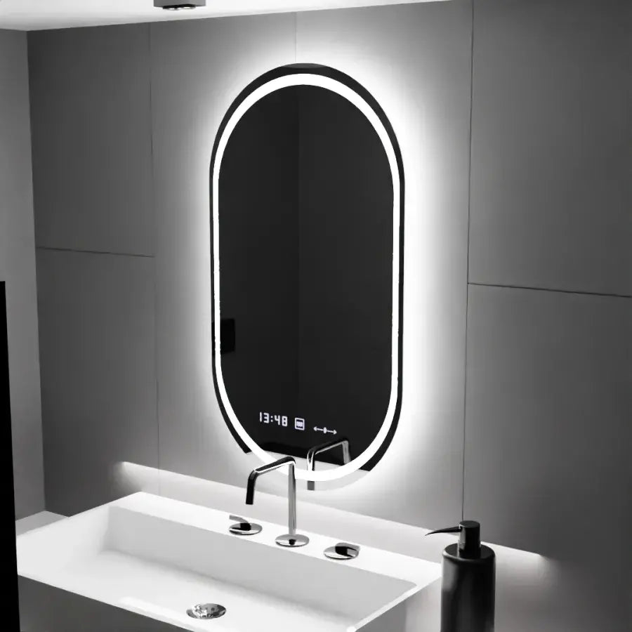 Oval LED Mirror, 60x80cm, Eminence MotionGlow Marcello, De-fogging System, Clock & Thermometer, Dimable Mirrors Marcello Default Title Alessandro Design