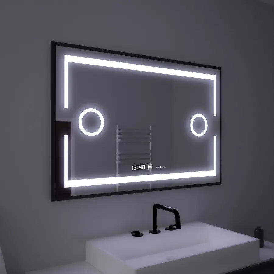 Rectangular LED Mirror, 120x80cm, Marcello MotionGlow Sensor, De-fogging System, Clock & Thermometer, Cosmetic Magnifier, Dimmable Marcello Mirrors Default Title Alessandro Design