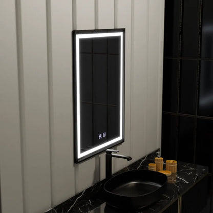 Rectangular LED Mirror 60x90cm EDGE Touch Demister System, Black Frame Mirrors Korman E Default Title Alessandro Design