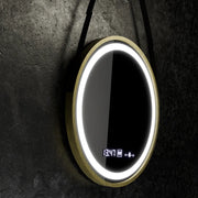 Round LED Mirror, 60cm, Celeste Royale Gold Eleve MotionGlow Marcello, De-fogging System, Clock & Thermometer, Dimmable, Detachable Strap Marcello Mirrors Default Title Alessandro Design